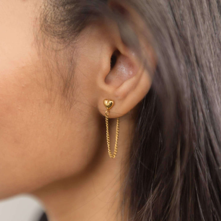 Heart Chain Loop Earrings