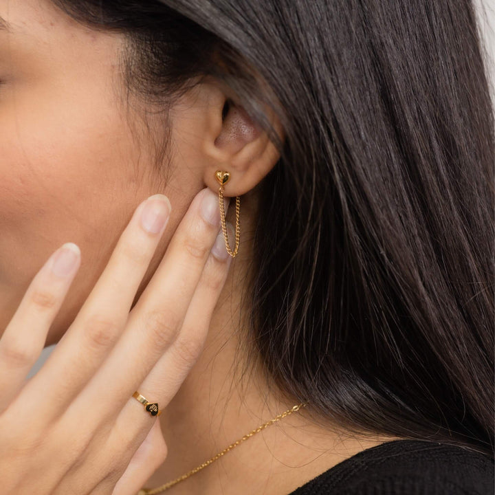 Heart Chain Loop Earrings