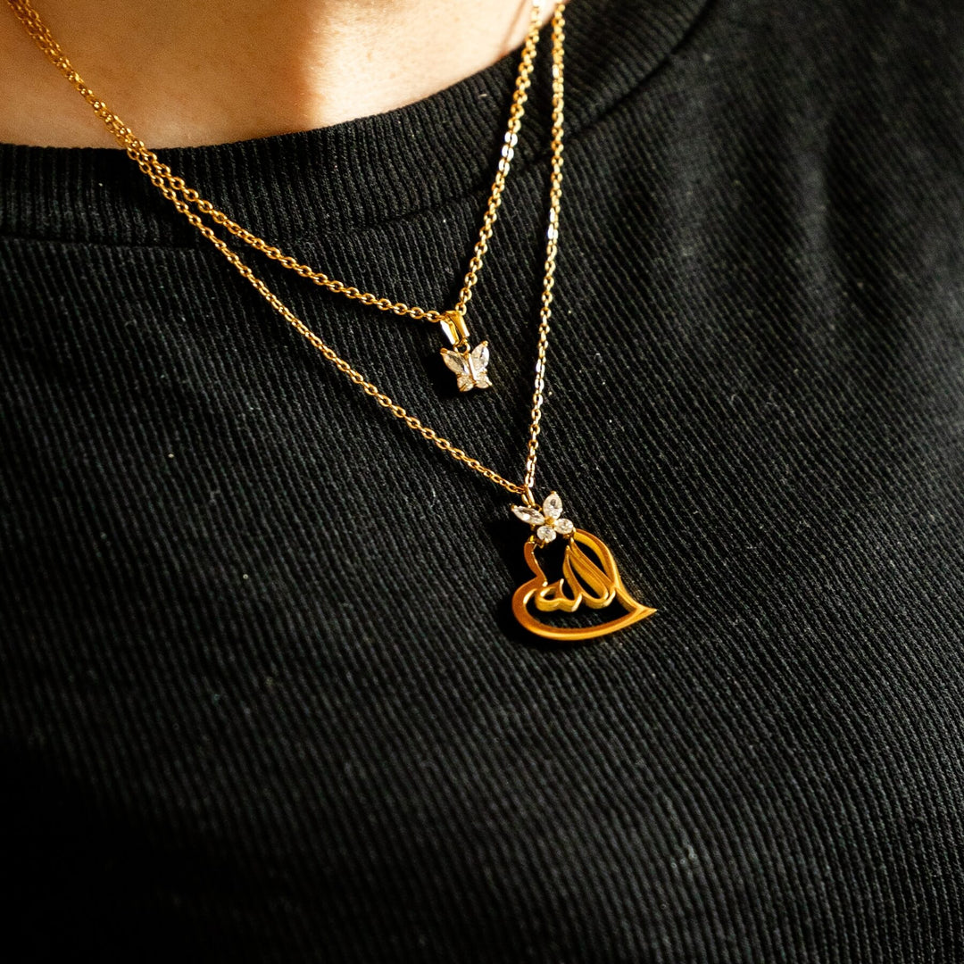 Allah Heart-Butterfly Necklace