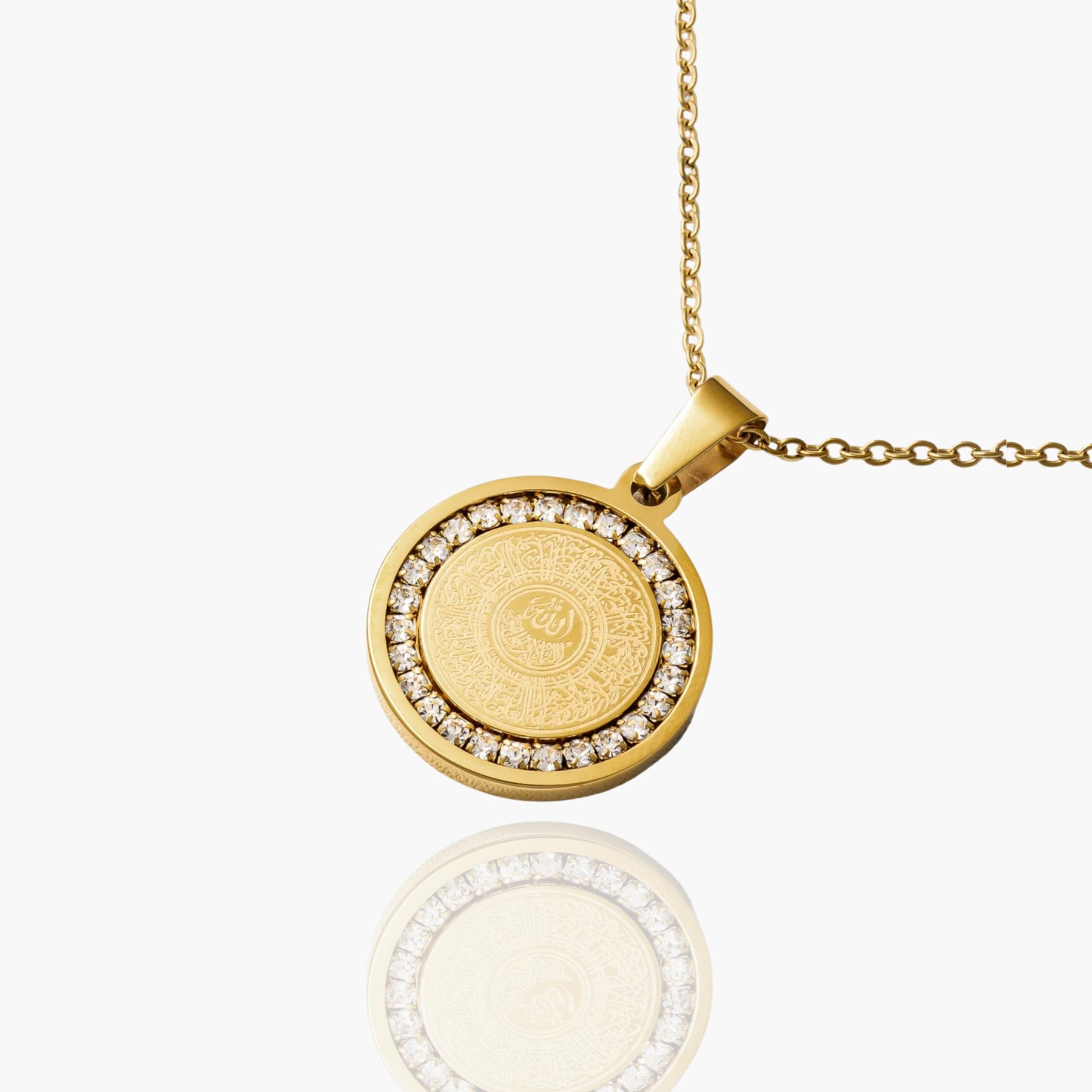 18K　ネックレス　イスラム教典　アヤトゥルクルシ Ayatul Kursi Crystal Necklace – ZUDO
