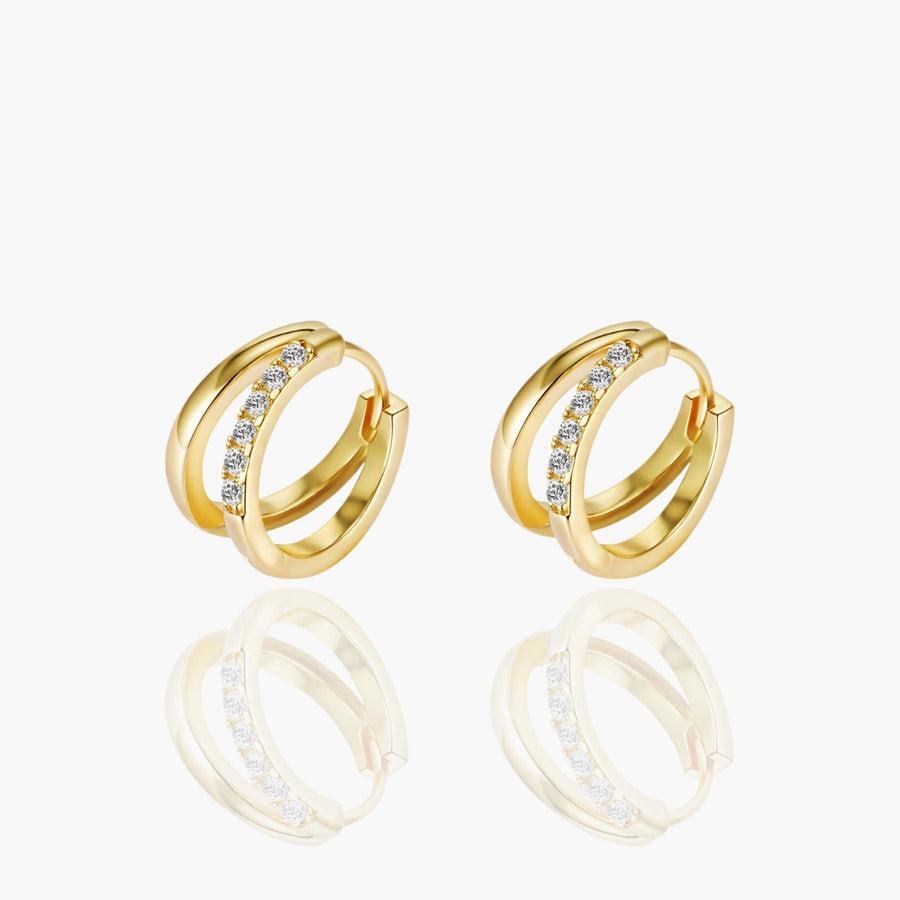 Crystal Accent Double Hoop Earrings