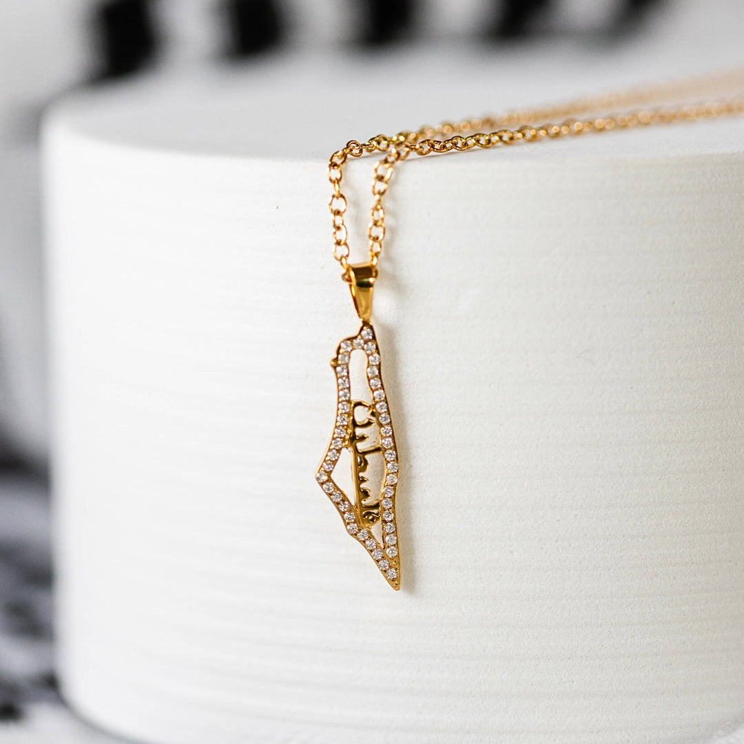 Crystal Palestine Map Necklace