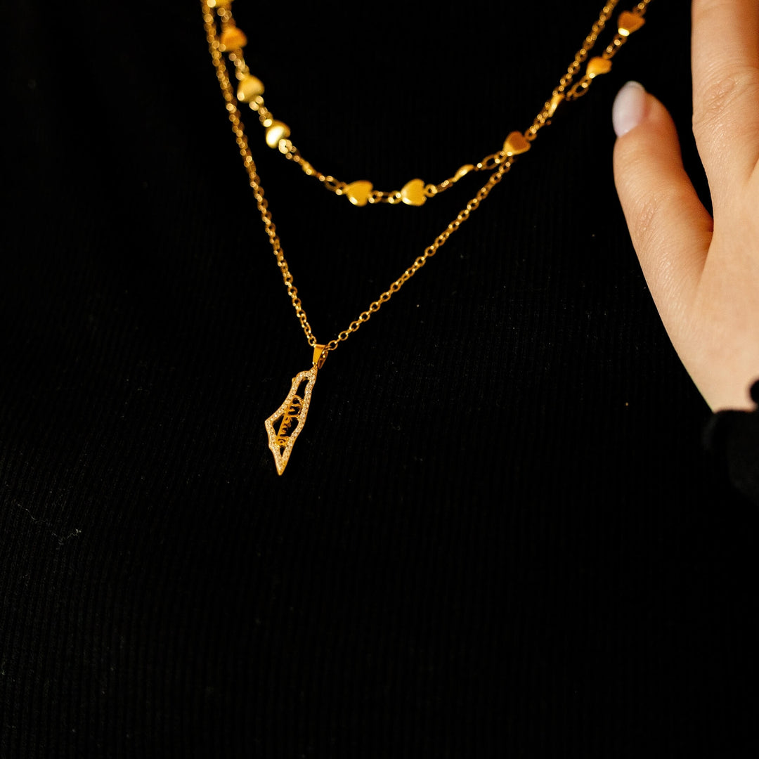 Crystal Palestine Map Necklace