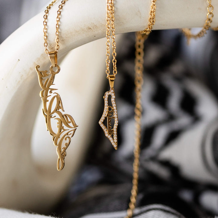 Crystal Palestine Map Necklace