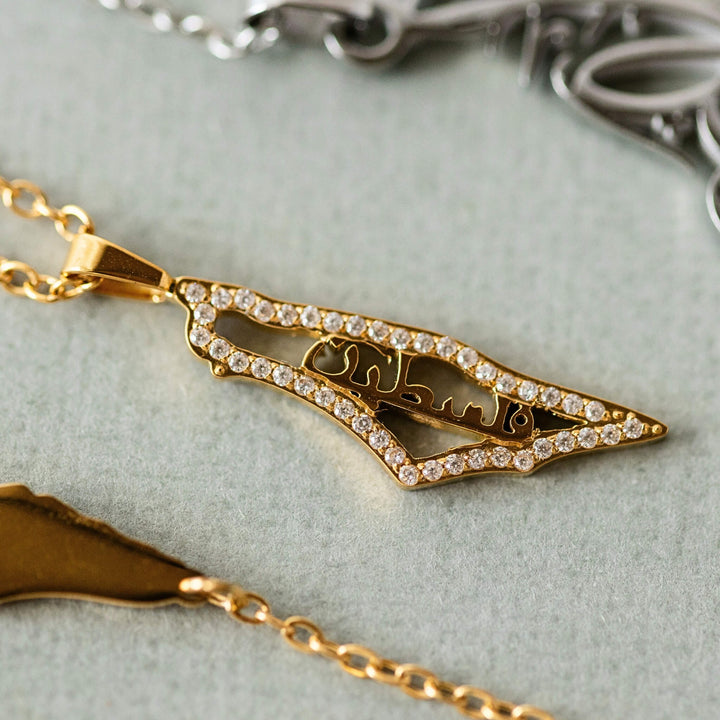 Crystal Palestine Map Necklace