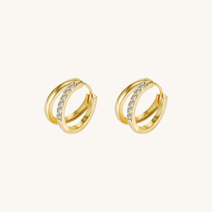 Crystal Accent Double Hoop Earrings