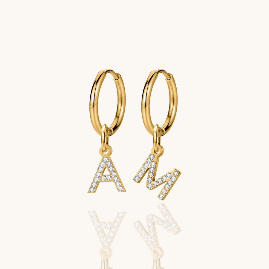 Custom Crystal Initial Earrings