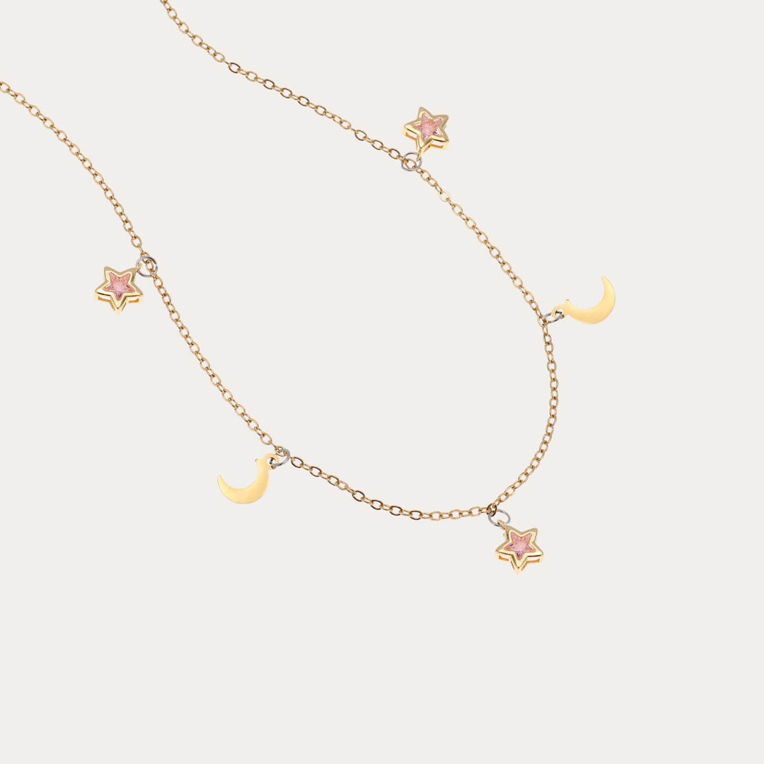 Crystal Moon and Stars Dangling Choker