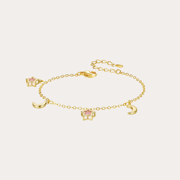Crystal Moon and Stars Dangling Bracelet
