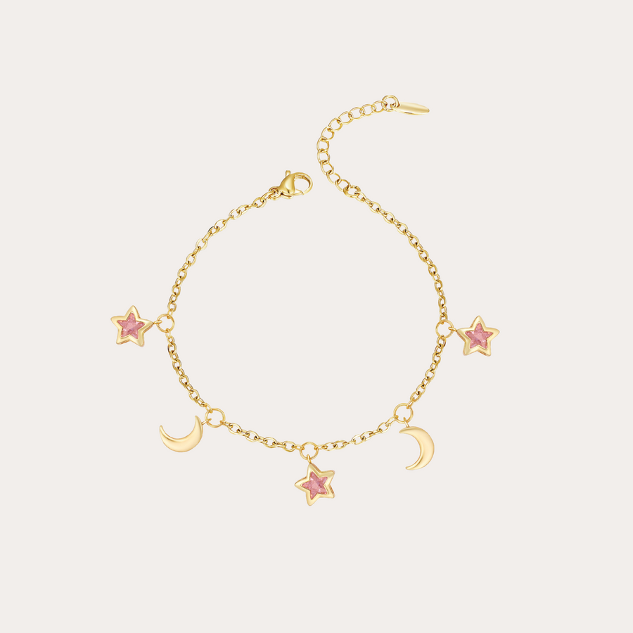 Crystal Moon and Stars Dangling Bracelet