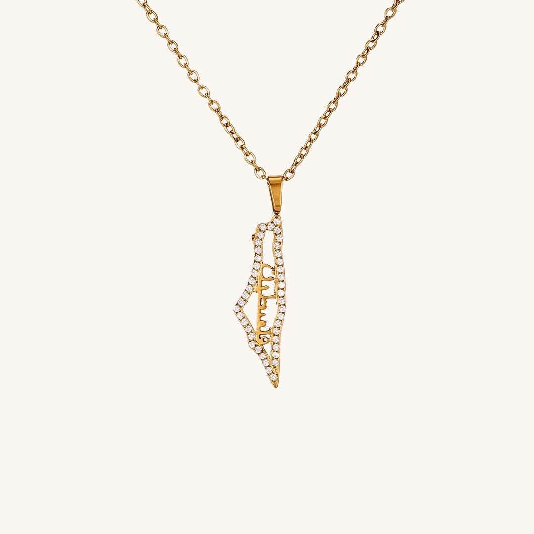 Crystal Palestine Map Necklace