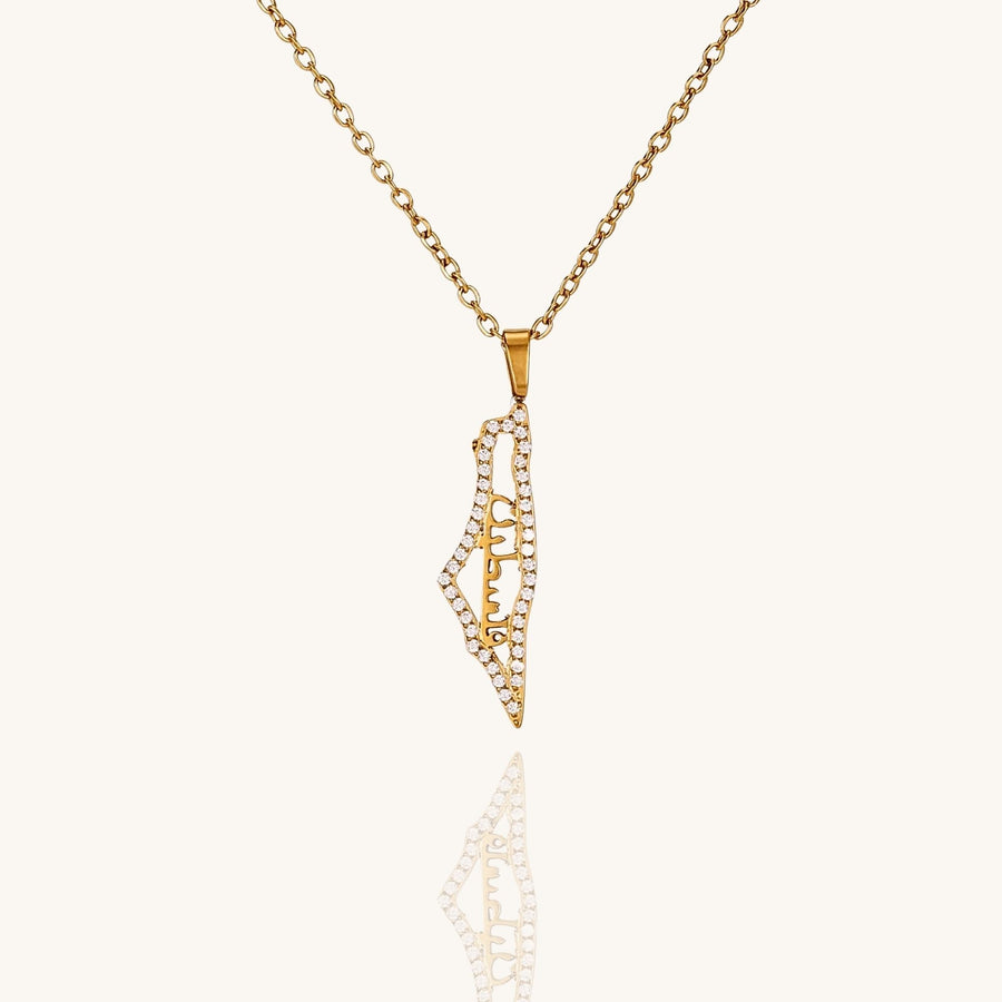 Crystal Palestine Map Necklace