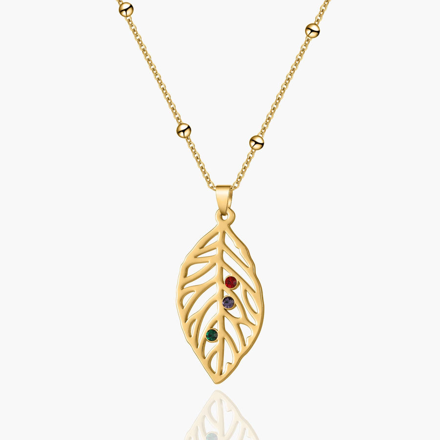 Custom Birthstone Leaf Necklace