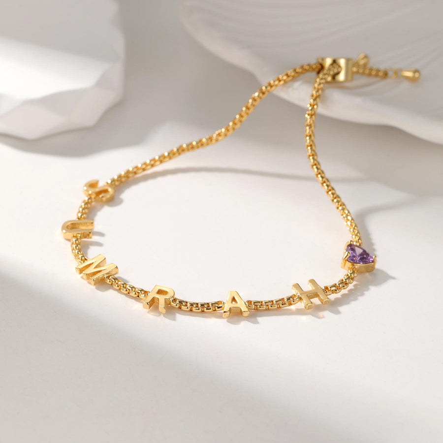 Custom Heart Birthstone Bracelet