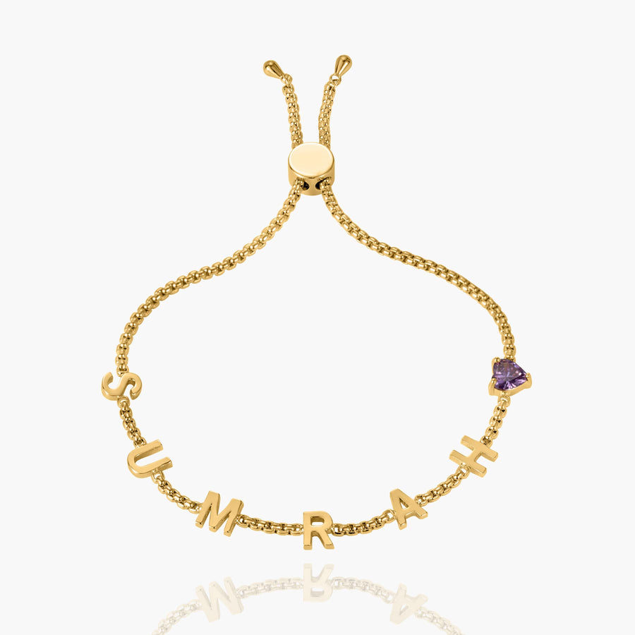 Custom Heart Birthstone Bracelet