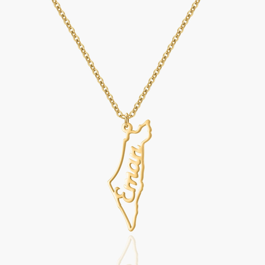 Custom Map Name Necklace | Palestine