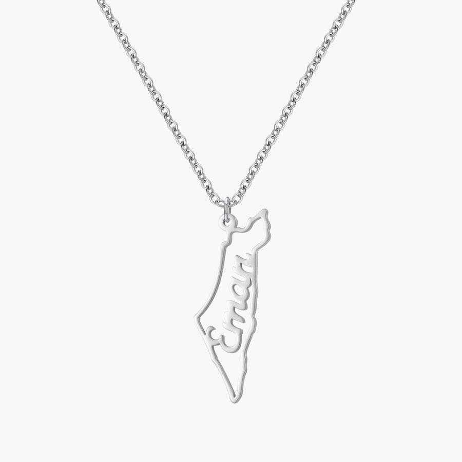 Custom Map Name Necklace | Palestine