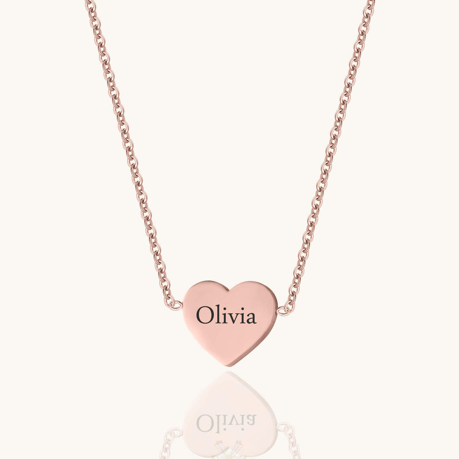 Custom Heart Engraved Name Necklace