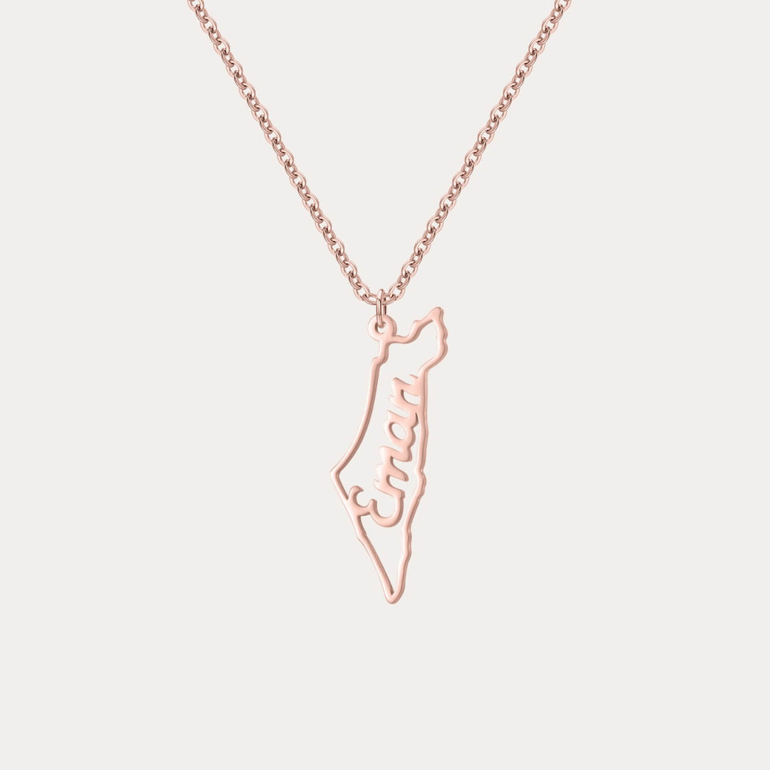 Custom Map Name Necklace | Palestine
