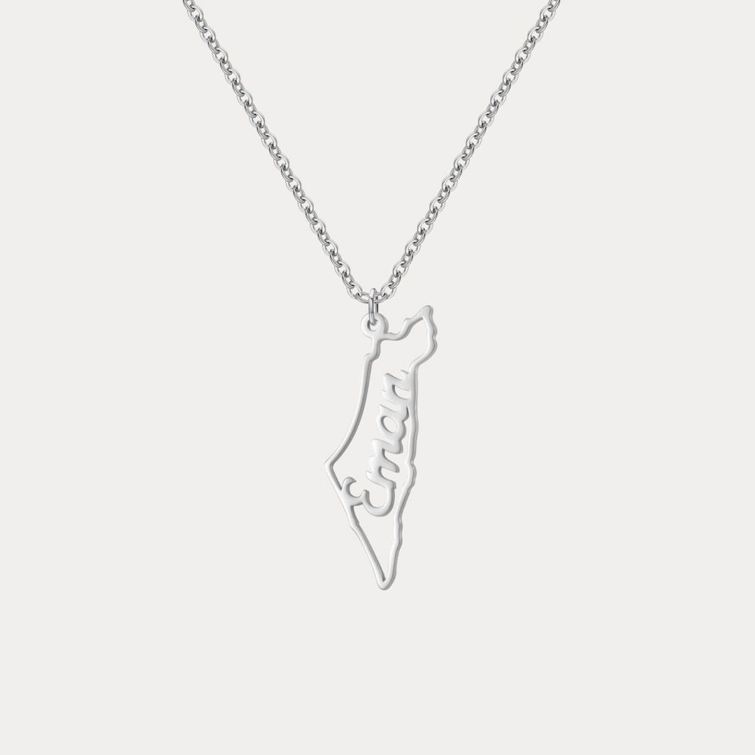 Custom Map Name Necklace | Palestine