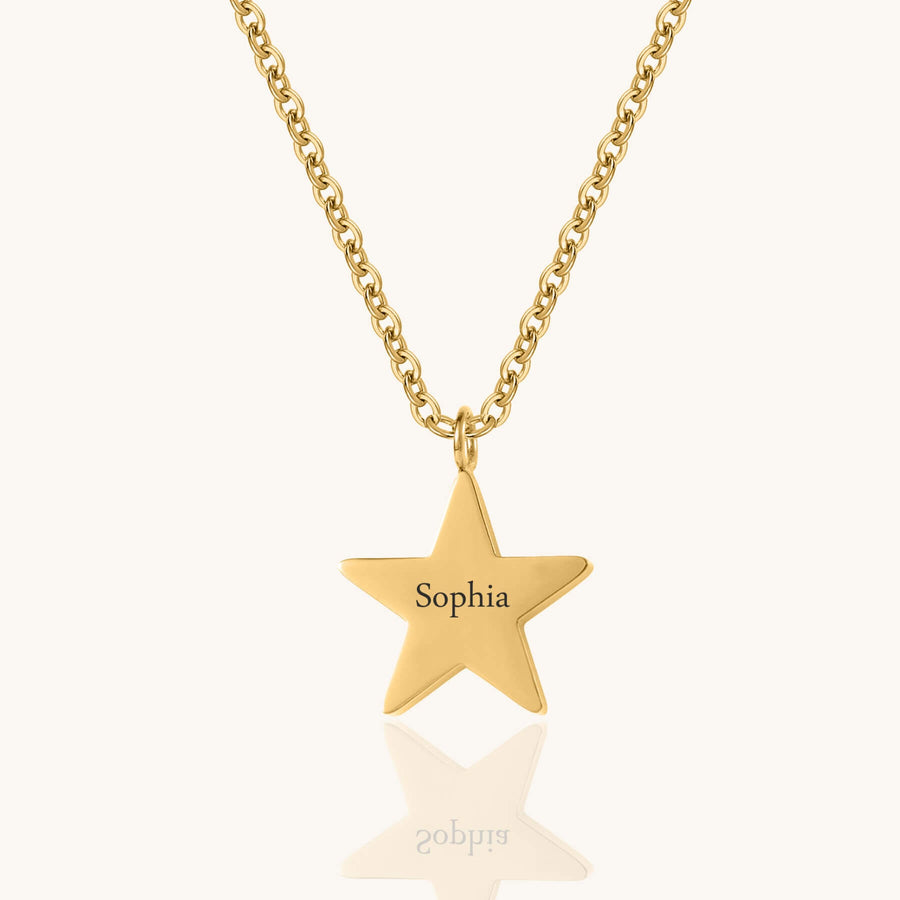 Custom Star Engraved Name Necklace
