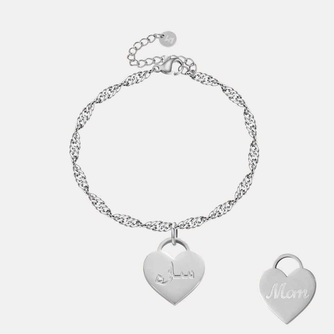 Custom Engraved Heart Double-Sided Bracelet