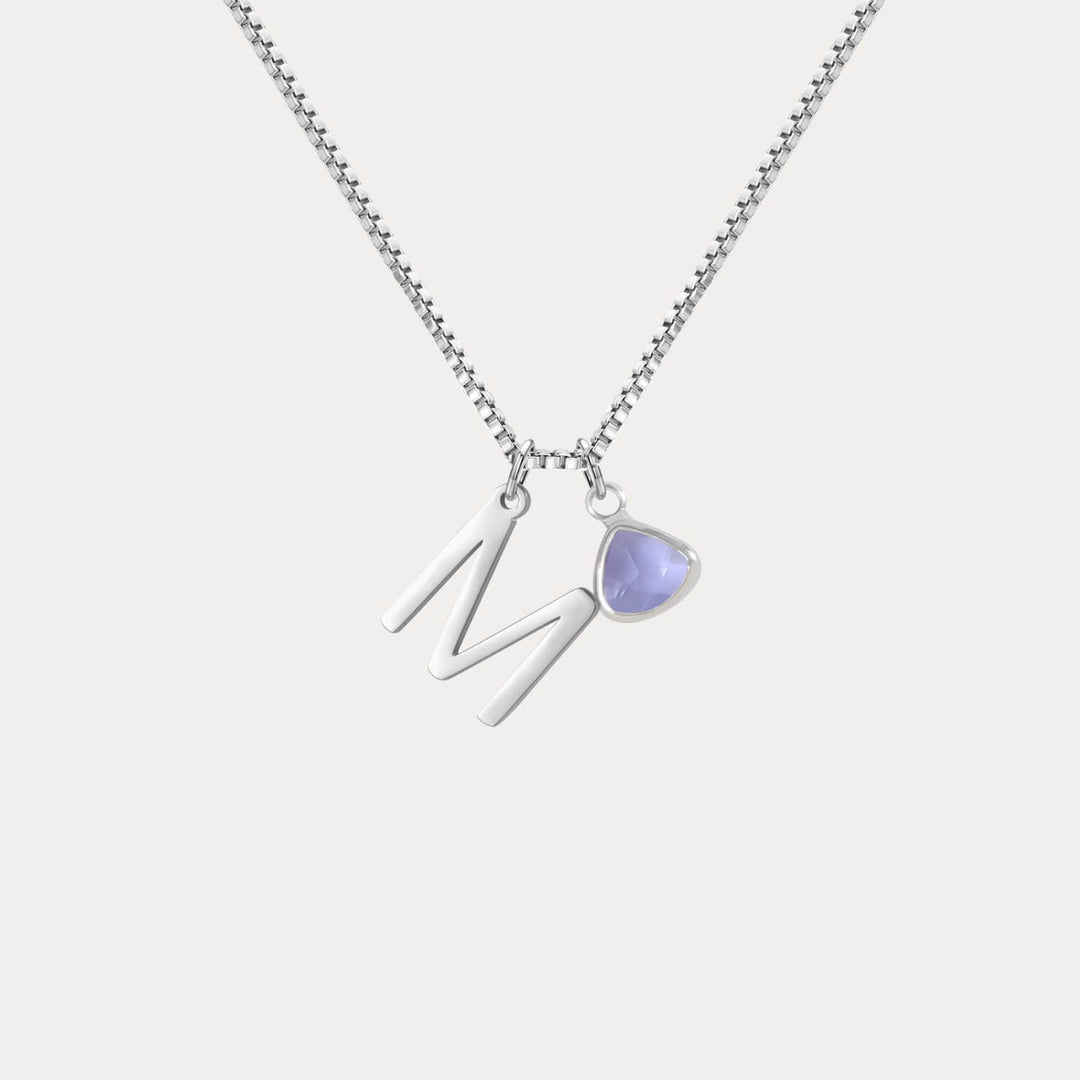 Custom Initial Birthstone Necklace
