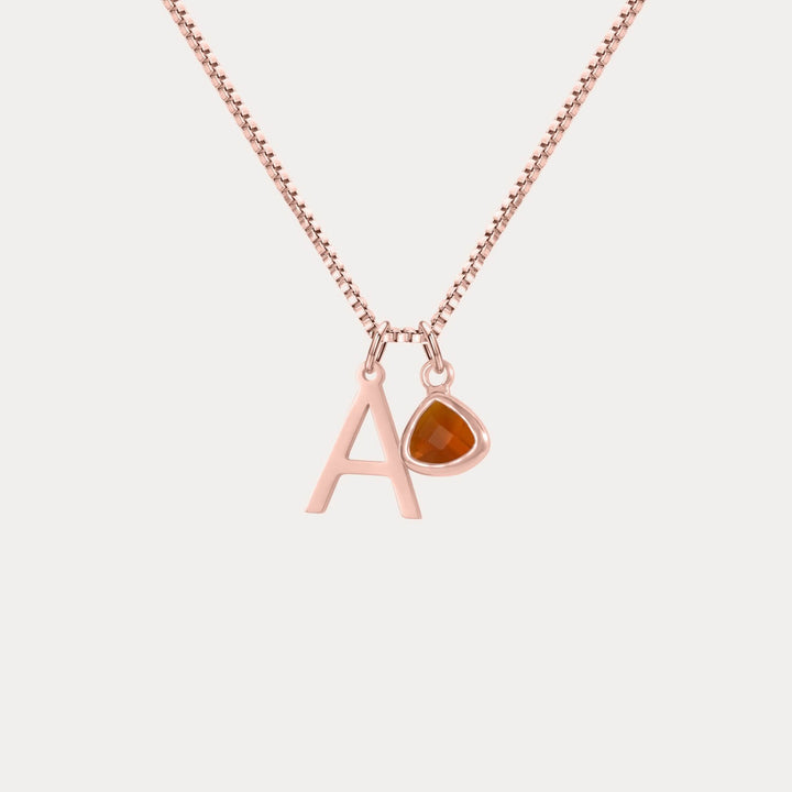 Custom Initial Birthstone Necklace