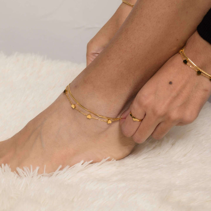 Layered Hearts Anklet