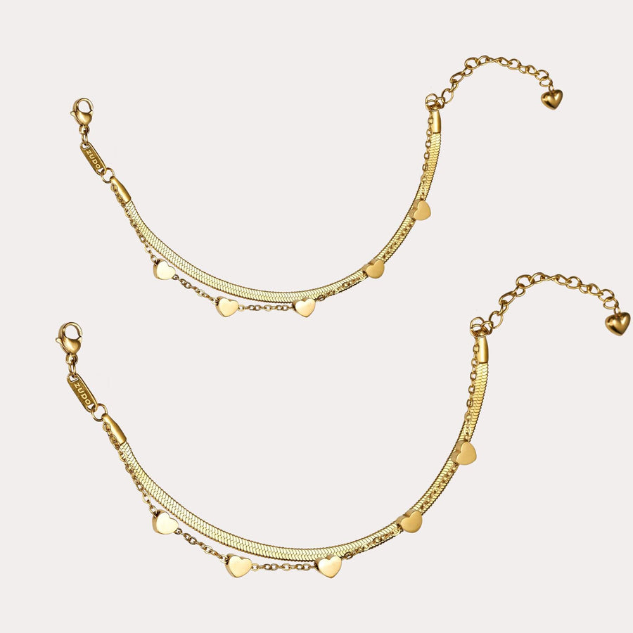 Layered Hearts Bracelet + Anklet | Bundle