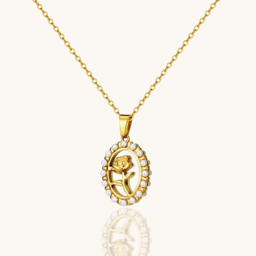 Pearl Enchanted Rose Necklace