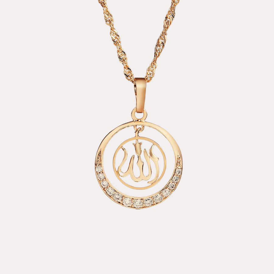 ZUDO-Allah-Crystal-Necklace-Gold