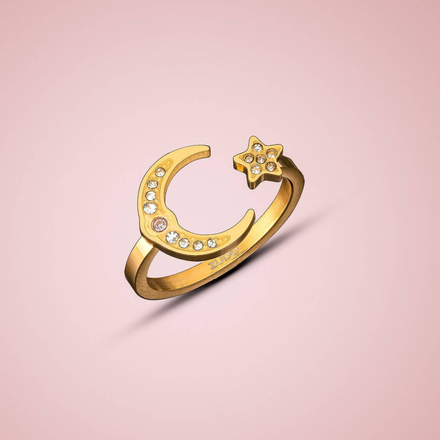 Star & Moon Ring | Birthstone