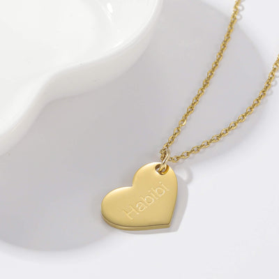 Custom Engraved Heart Necklace - One Sided