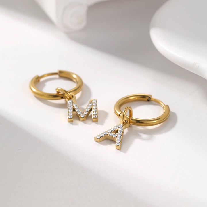 Custom Crystal Initial Earrings