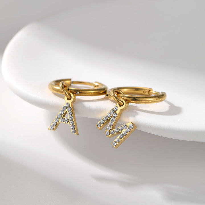 Custom Crystal Initial Earrings