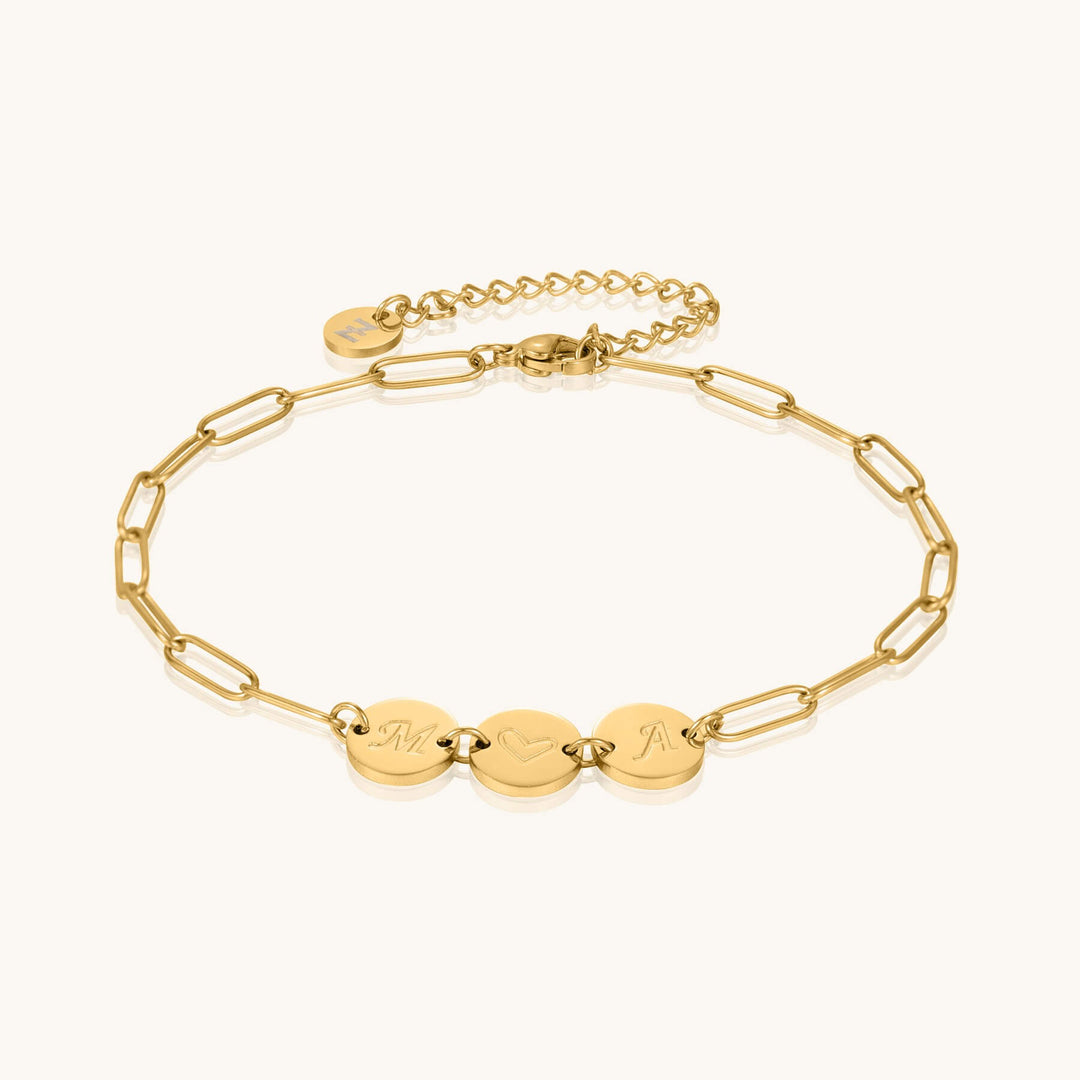 Custom 3-Initial Pin Chain Bracelet