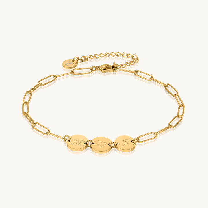 Custom 3-Initial Pin Chain Bracelet
