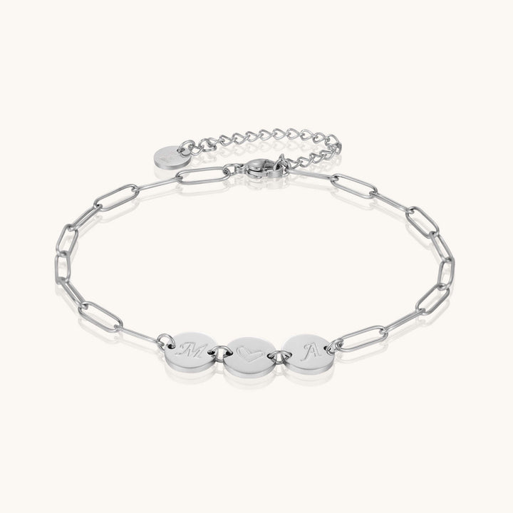 Custom 3-Initial Pin Chain Bracelet