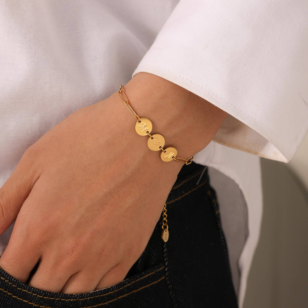 Custom 3-Initial Pin Chain Bracelet
