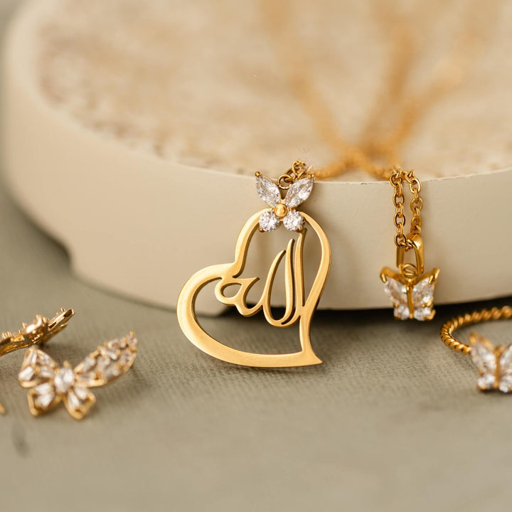 Allah Heart-Butterfly Necklace