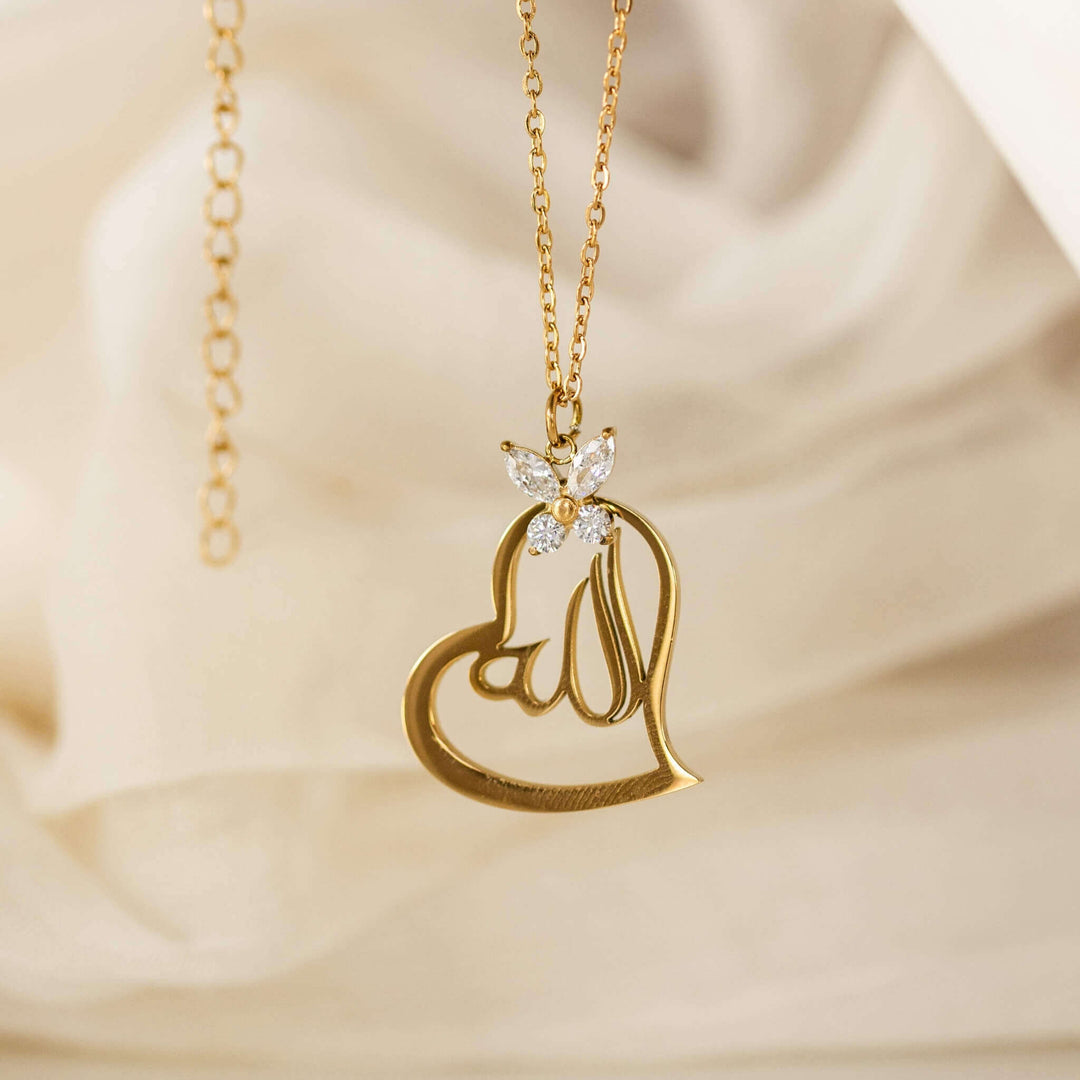 Allah Heart-Butterfly Necklace