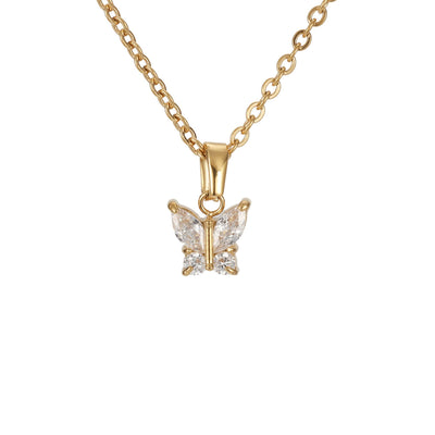 Butterfly Crystal Charm Necklace