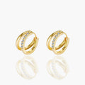 Crystal Accent Double Hoop Earrings - Image 1