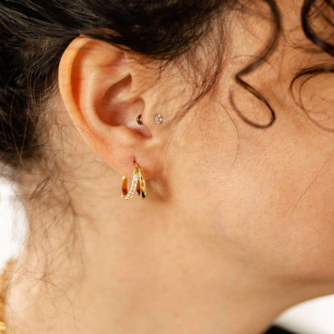 Crystal Accent Double Hoop Earrings