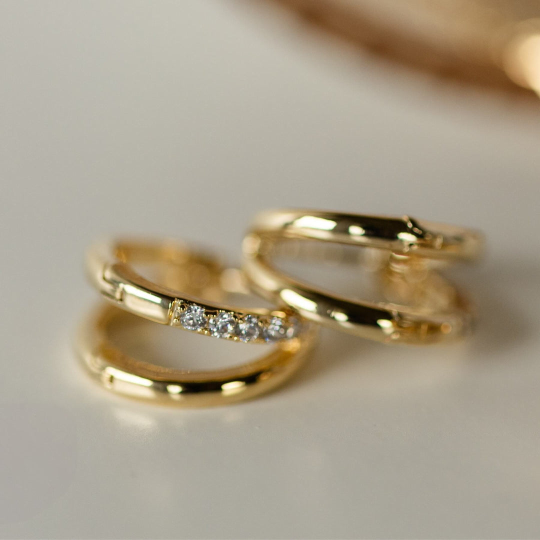 Crystal Accent Double Hoop Earrings