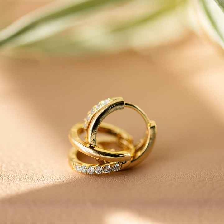 Crystal Accent Double Hoop Earrings