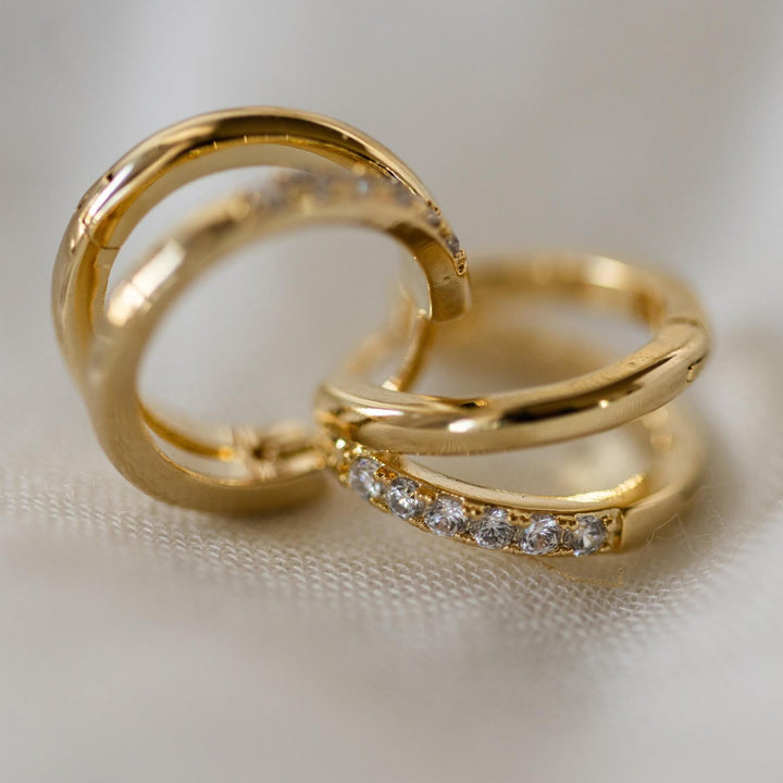 Crystal Accent Double Hoop Earrings