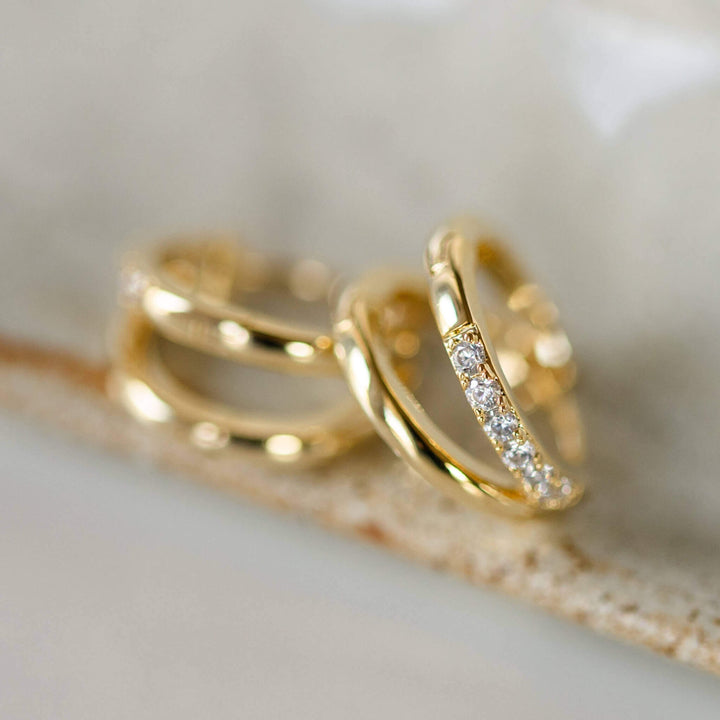 Crystal Accent Double Hoop Earrings