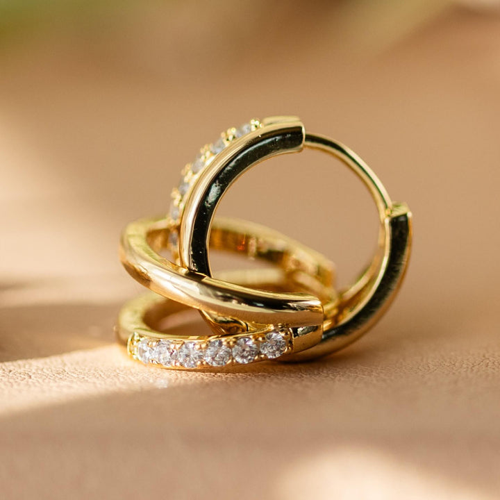 Crystal Accent Double Hoop Earrings